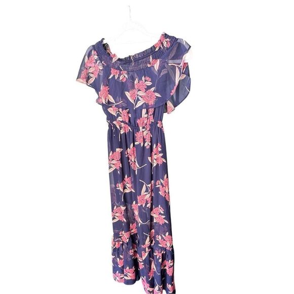 Express navy floral empire waist maxi dress sz XS - Picture 7 of 7